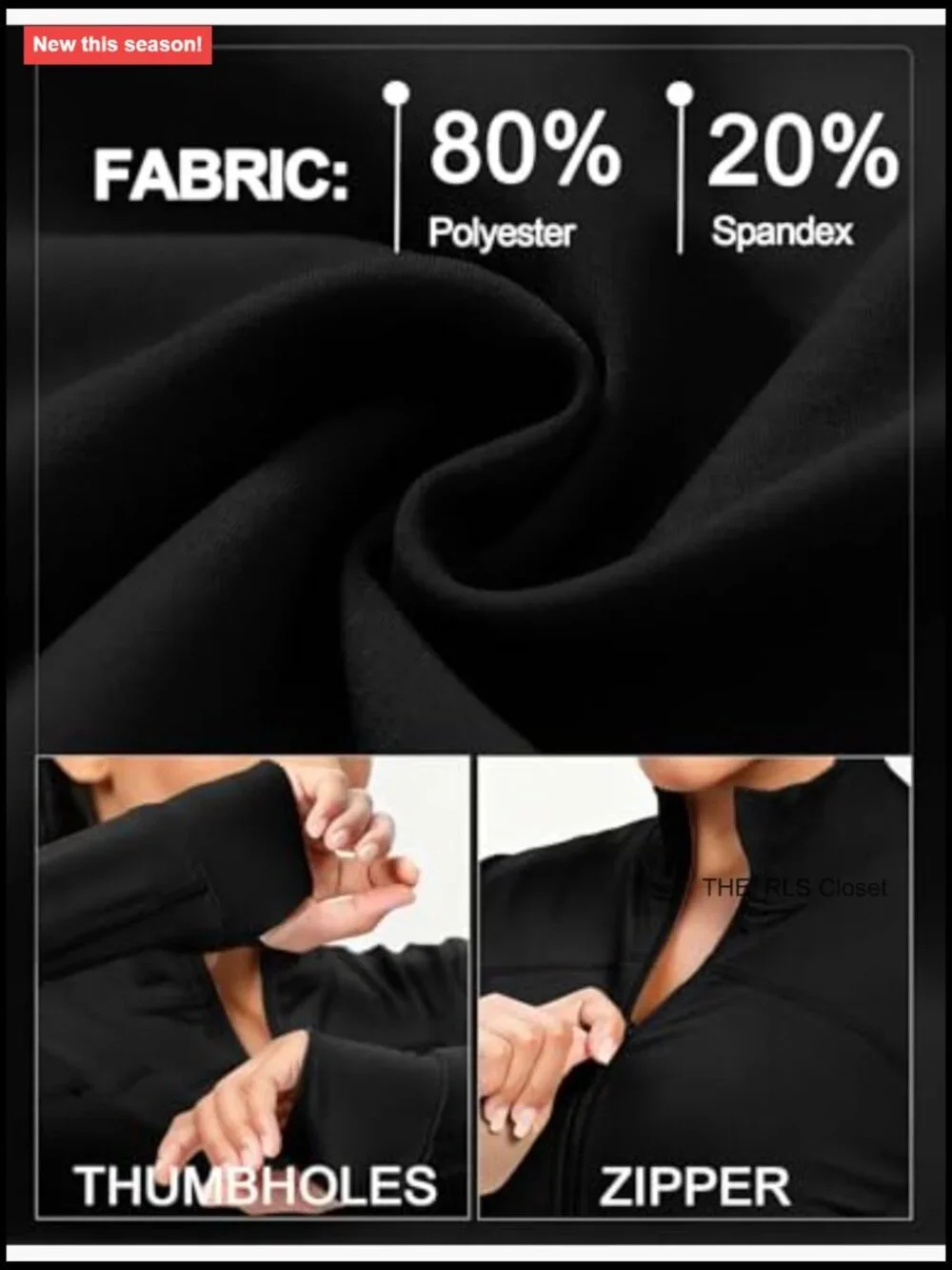 Polyester Elastane Long Sleeve Zipper Jacket Leggings Workout Set - Picture 6 of 7